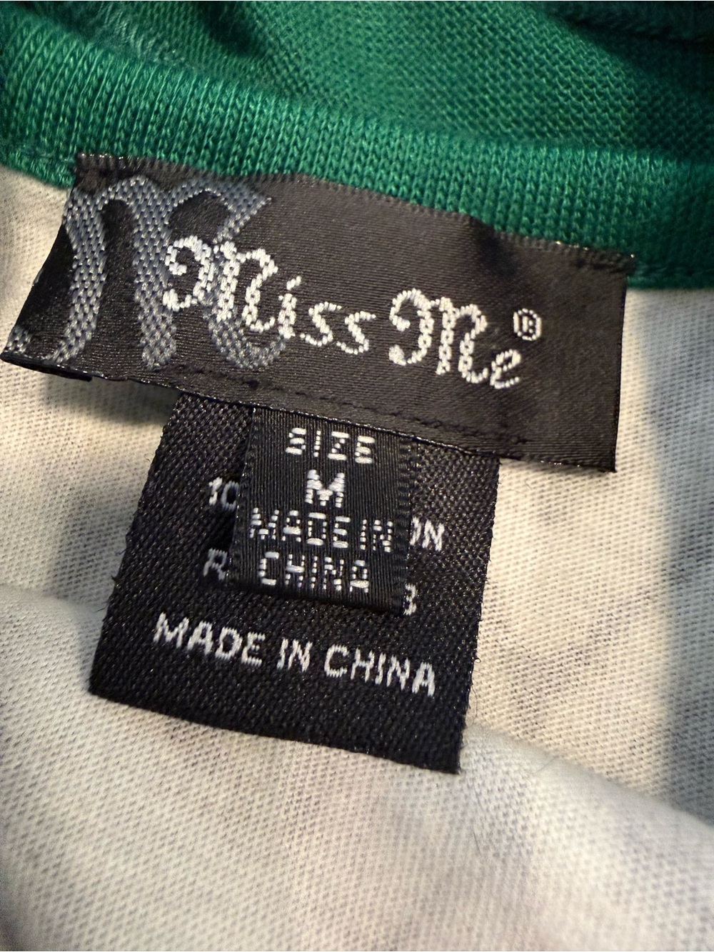 Miss Me peacock strappy back tank beaded green gold SZ M - Picture 6 of 12